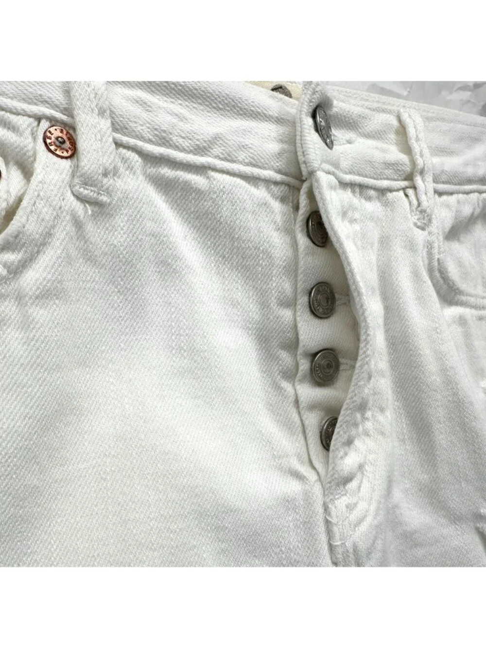 Free People We The Free Womens 28 Shorts Good Vibrations Cutoffs White Denim